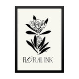 Botanical Trendy Black and White Vintage Flowers Modern Art Photo Frame