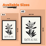 Botanical Trendy Black and White Vintage Flowers Modern Art Photo Frame