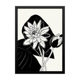 Black & White Abstract Lotus Floral Wall Art Photo Frame Painting