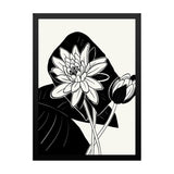 Black & White Abstract Lotus Floral Wall Art Photo Frame Painting