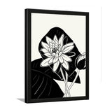Black & White Abstract Lotus Floral Wall Art Photo Frame Painting