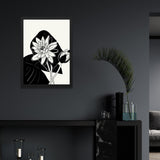 Black & White Abstract Lotus Floral Wall Art Photo Frame Painting