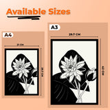 Black & White Abstract Lotus Floral Wall Art Photo Frame Painting