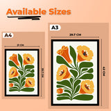Yellow & Orange Modern Floral Wall Art Photo Frame Painting