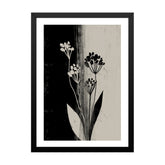 Black and Grey Wild Floral Framed Wall Art Painting