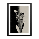 Black and Grey Wild Floral Framed Wall Art Painting