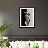 Black and Grey Wild Floral Framed Wall Art Painting
