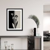 Black and Grey Wild Floral Framed Wall Art Painting