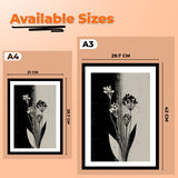 Black and Grey Wild Floral Framed Wall Art Painting