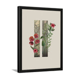 Paper Aesthetic Modern Floral Art Wall Paintings With Black Frame