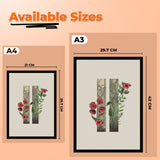 Paper Aesthetic Modern Floral Art Wall Paintings With Black Frame