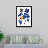 Elegant & Minimalist Blue and Yellow Flower Wall Art Photo Frame Painting