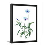 Delicate Blue Floral Botanical Prints Wall Art Painting with Black Frame