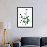 Delicate Blue Floral Botanical Prints Wall Art Painting with Black Frame