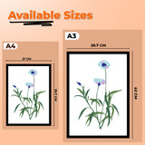 Delicate Blue Floral Botanical Prints Wall Art Painting with Black Frame