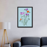 Delicate Purple and Orange Floral Botanical Prints Wall Art Painting with Frame