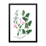 Minimalist Pink Floral Wall Art Painting with Black Frame