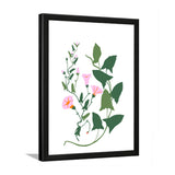 Minimalist Pink Floral Wall Art Painting with Black Frame
