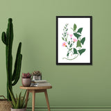 Minimalist Pink Floral Wall Art Painting with Black Frame