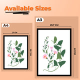 Minimalist Pink Floral Wall Art Painting with Black Frame