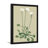 Delicate White Floral Botanical Prints Wall Art Painting with Black Frame