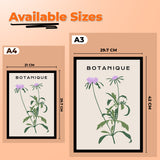 Delicate Purple Floral Botanical Prints Wall Art Painting with Black Frame