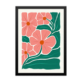 Abstract Modern Art Pink Floral Digital HD Print Black Framed Wall Painting