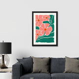 Abstract Modern Art Pink Floral Digital HD Print Black Framed Wall Painting