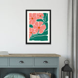 Abstract Modern Art Pink Floral Digital HD Print Black Framed Wall Painting