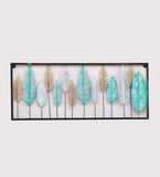 Rectangular Multicolor Etching Leaves Wall Decor