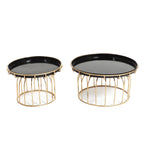 Black & Gold Metal Cake Platter Set of 2