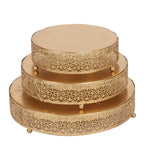 Round Etching Flower Buffet Riser Set of 3