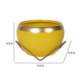Apple Shape Metal Yellow & Gold Planter Set of 2
