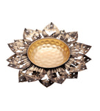 Black & Gold Flower Cut Urli