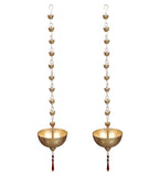 Hanging Gold Bowl Urli With Beads Set of 2