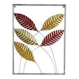 Red , Yellow & Gold Rectangular Leaves Wall Decor Set of 3