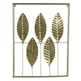 Gold Rectangular Leaves Wall Decor Set of 3