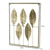 Gold Rectangular Leaves Wall Decor Set of 3