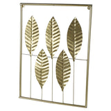 Gold Rectangular Leaves Wall Decor Set of 3