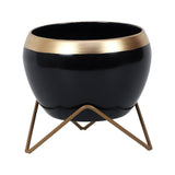 Apple Shape Metal Black & Gold Planter Set of 2