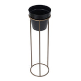 Big Pot Shape Planter Gold & Black Planter Stand Set of 2