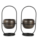 Black & Gold Textured Apple Planter Set of 2