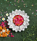 White & Gold Spray Flower Urli