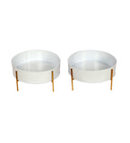 Round White & Gold Table Planter With Stand Set of 2