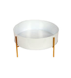 Round White & Gold Table Planter With Stand Set of 2