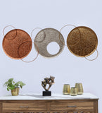 Gold, Copper & Silver Double Ring Wall Decor Set of 3