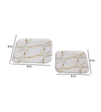 White & Gold Square Metal Platter Set of 2