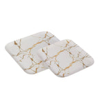 White & Gold Square Metal Platter Set of 2