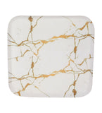 White & Gold Square Metal Platter Set of 2