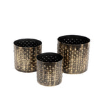 Black & Gold Dot Hammred Planter Set of 3